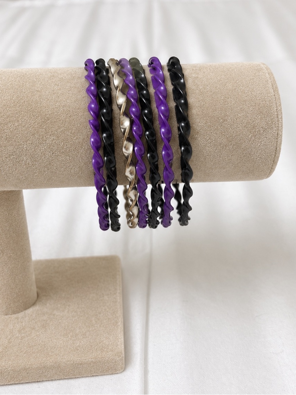 Twisted Metal Y2K Bangle Set - Purple, Black & Gold